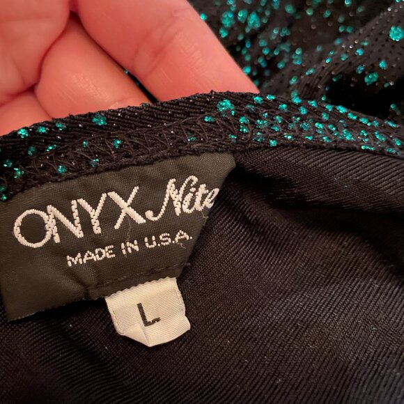 ONYX NITE Black & Emerald Green 2 pc Jacket / Top Women's Set, Made in USA - Picture 3 of 15